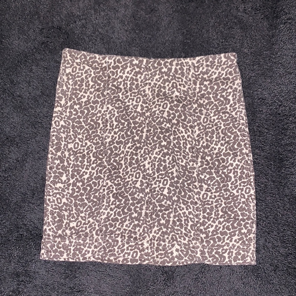 CHEETAH DENIM MINI SKIRT